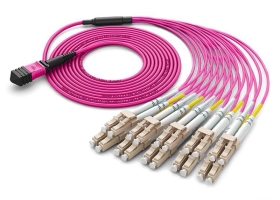 多模万兆MPO-LC 24芯OM4光纤跳线 100G转10对LC MPO分支光纤跳纤