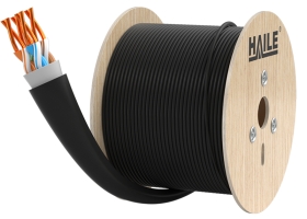 海乐（Haile）超五类网线 HT6508 室外防水抗晒耐寒双护套 非屏蔽 无氧铜0.5线芯 黑色 305米