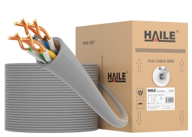 海乐（Haile）超五类网线 HT6104 CAT5E 无氧铜0.5线芯 非屏蔽 POE供电 灰色 305米