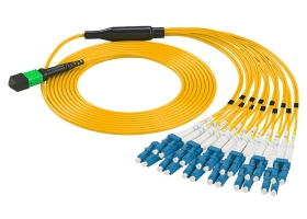 单模MPO-LC光纤跳线24芯 OS2万兆单模40G/100G转10G/25G 模块用跳纤