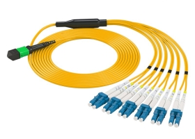 单模MPO-LC光纤跳线12芯 OS2万兆单模40G转10G 模块用跳纤