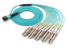 多模万兆MPO-LC24芯OM3光纤跳线 100G转10对LC MPO分支光纤跳纤