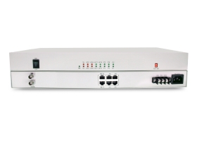 PCM电话语音复用设备光端机1E1转4路电话+2路隔离网络 双电源1对 HE-1E1-4L2Q