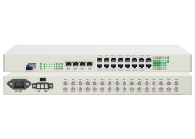 PCM综合业务光端机16E1+4千兆隔离网+32电话 单模单纤LC 60公里1对 HN-16E1-4G32L-LC60