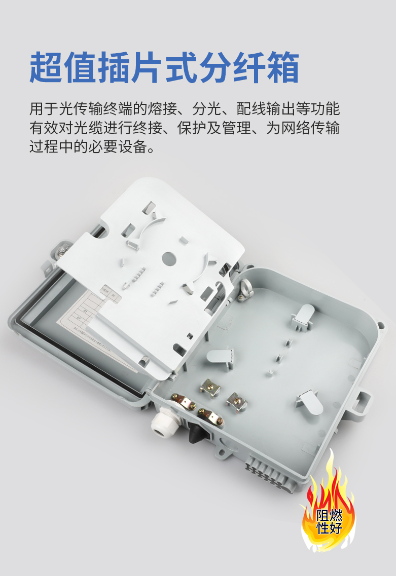 单槽壁挂式分纤箱插片式（可装1个1:8分光器或12芯耦合器式）SMC空箱体_http://www.haile-cn.com.cn_布线产品_第4张