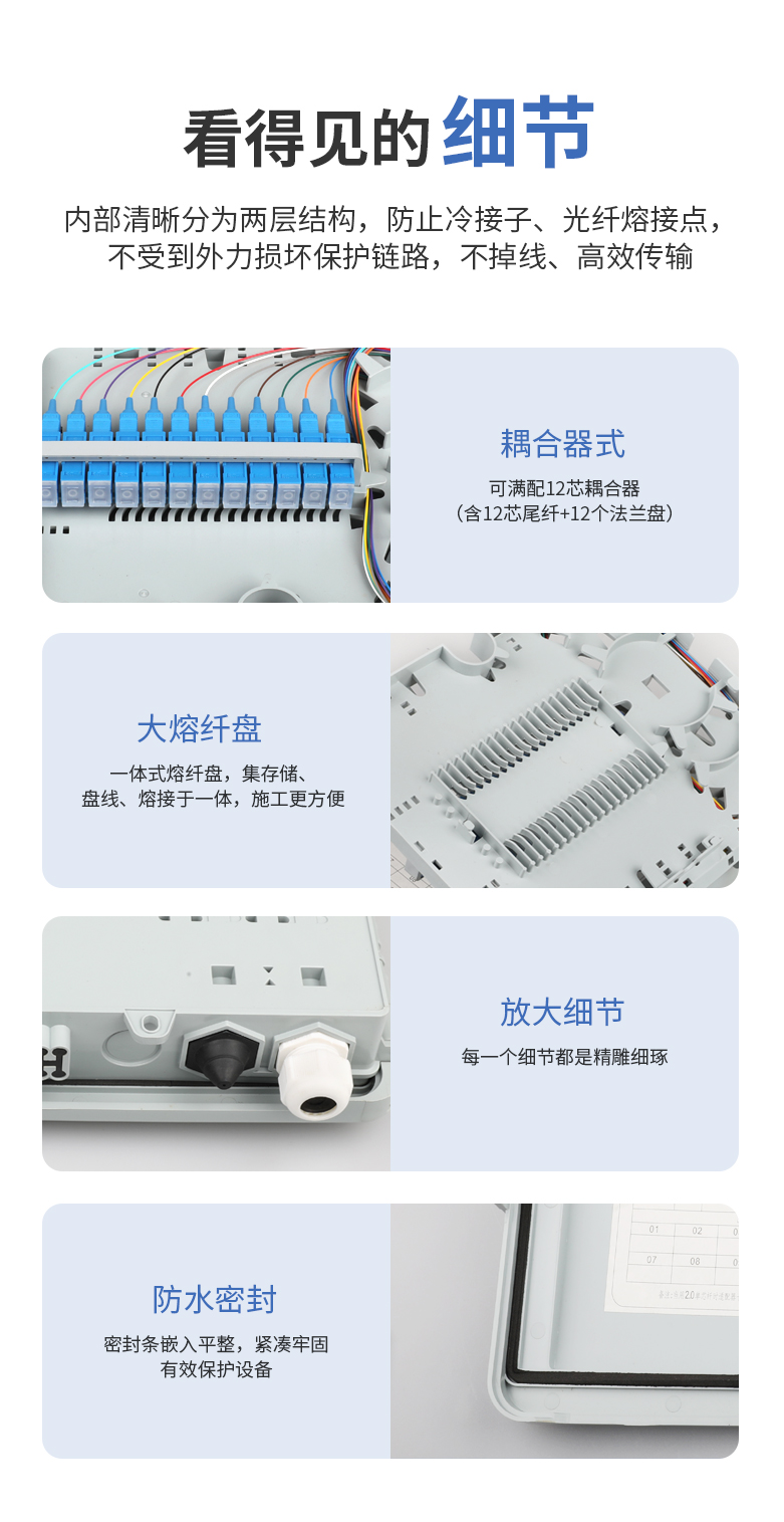 12芯抱杆式分纤箱耦合器式（含12芯尾纤+12个法兰盘）SMC满配_http://www.haile-cn.com.cn_布线产品_第6张