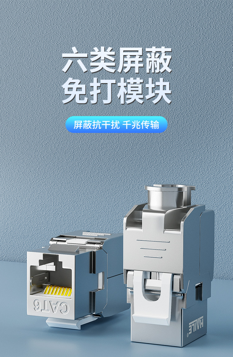 海乐（Haile）六类屏蔽FTP网络模块 HT-316G-262 加厚50U镀金 锌合金外壳1个_http://www.haile-cn.com.cn_铜缆布线_第1张
