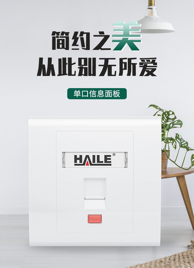 海乐（Haile）86型单口网络信息面板HT-8601 网线插座/电脑插座/网络信息插座 白色_http://www.haile-cn.com.cn_铜缆布线_第1张