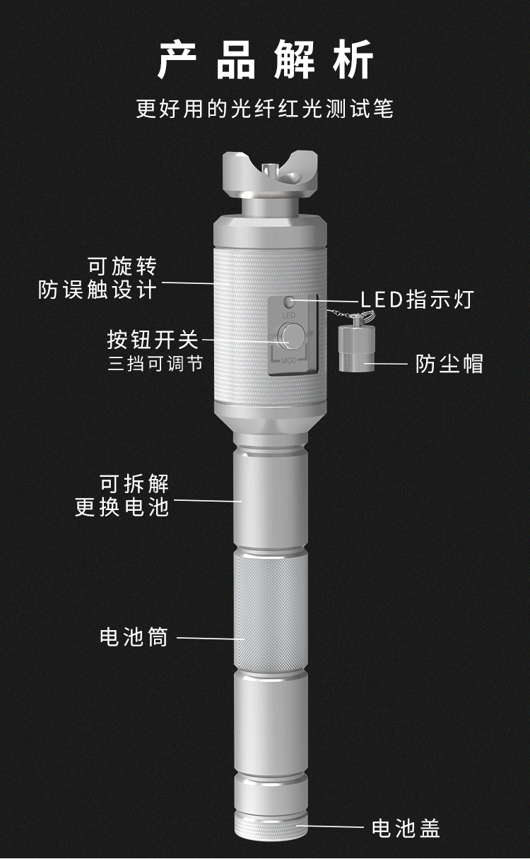 红光笔 光纤打光笔SC/FC/ST通用 送LC转接测试头 HJ-660H-5 红光法杖5KM 光源测试仪_http://www.haile-cn.com.cn_布线产品_第8张