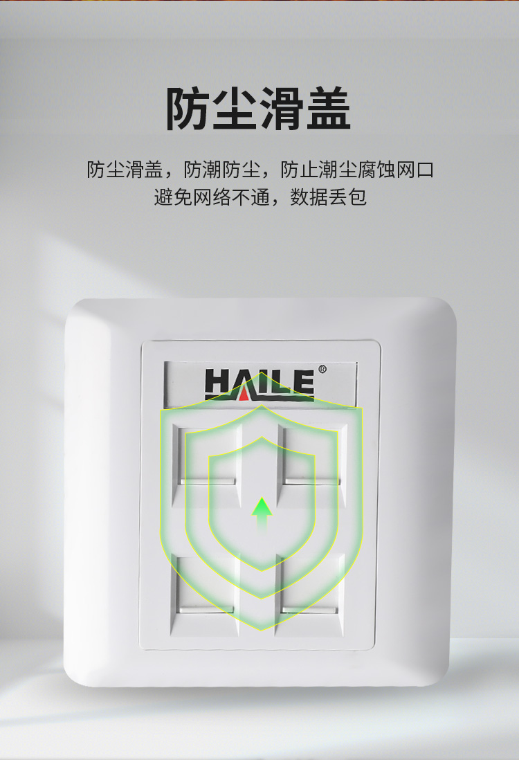 海乐（Haile）86型四口网络信息面板/网线插座/电脑插座/网络信息插座 白色HT-8604 十个装_http://www.haile-cn.com.cn_铜缆布线_第5张