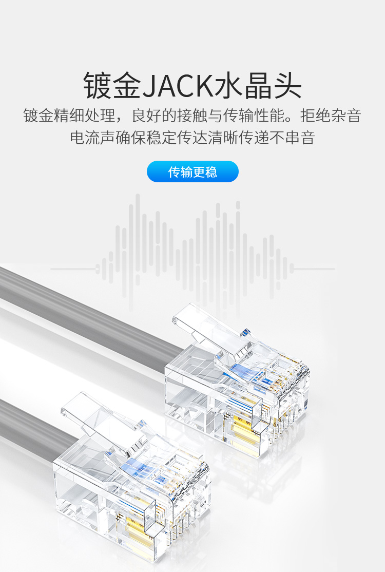 海乐（Haile）HT-110-2M 四芯/4芯电话跳线6P4C纯铜电话线 2~15米_http://www.haile-cn.com.cn_铜缆布线_第4张