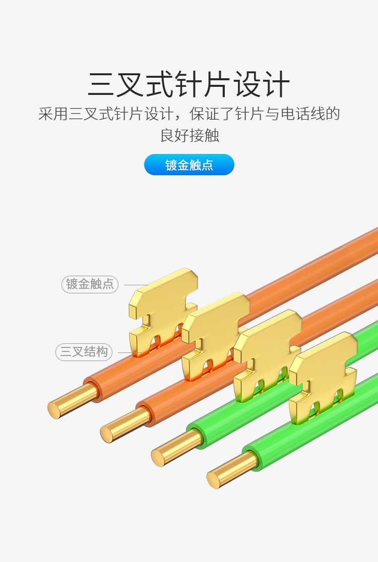 海乐（Haile）HT-110-2M 四芯/4芯电话跳线6P4C纯铜电话线 2~15米_http://www.haile-cn.com.cn_铜缆布线_第5张