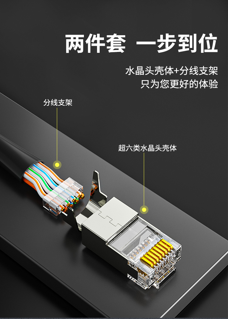 海乐（Haile）超六类网络水晶头HT-520-10 屏蔽水晶头50U镀金10只装_http://www.haile-cn.com.cn_铜缆布线_第4张