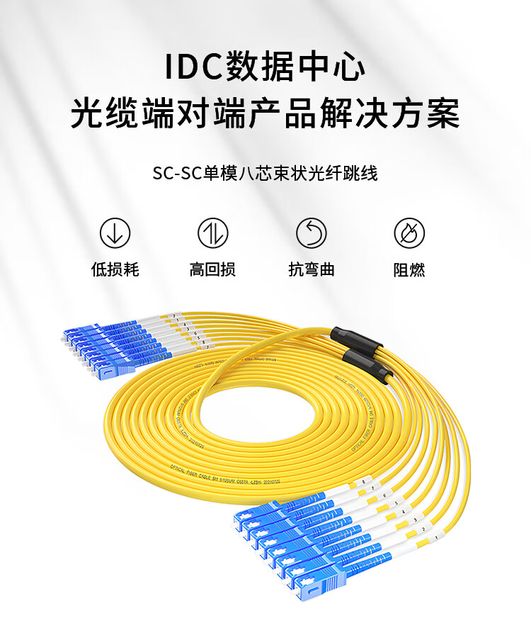 单模分支光缆4芯-12芯SC-SC束装束状光纤跳线预端接分支光纤线PVC外被弯曲不敏感 HJ-8SC-SC-S3_http://www.haile-cn.com.cn_布线产品_第1张