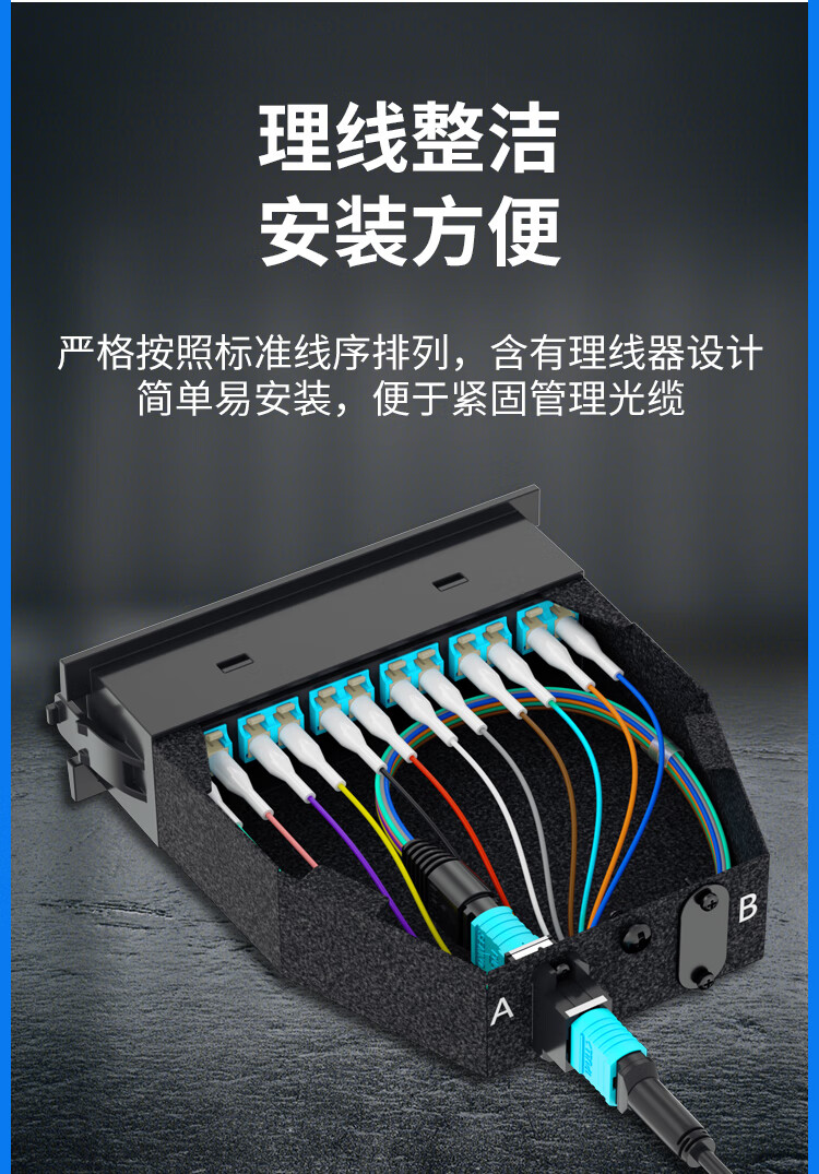 MPO光纤预端模块 12芯万兆多模OM3 MPO转LC配线架盒子_http://www.haile-cn.com.cn_数据中心_第4张