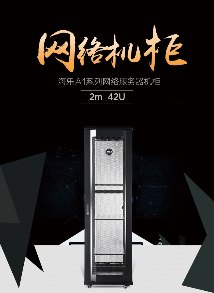 服务器网络机柜42U 19英寸标准 2米 网孔门 A1-6A42 宽600*深（600-1000mm）_http://www.haile-cn.com.cn_布线产品_第1张