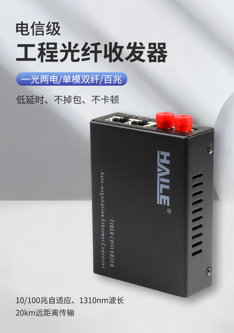 光纤收发器 百兆单模双纤1光2电 20公里 FC口光电转换器1台 HC-610FC-2_http://www.haile-cn.com.cn_商业级交换机_第1张