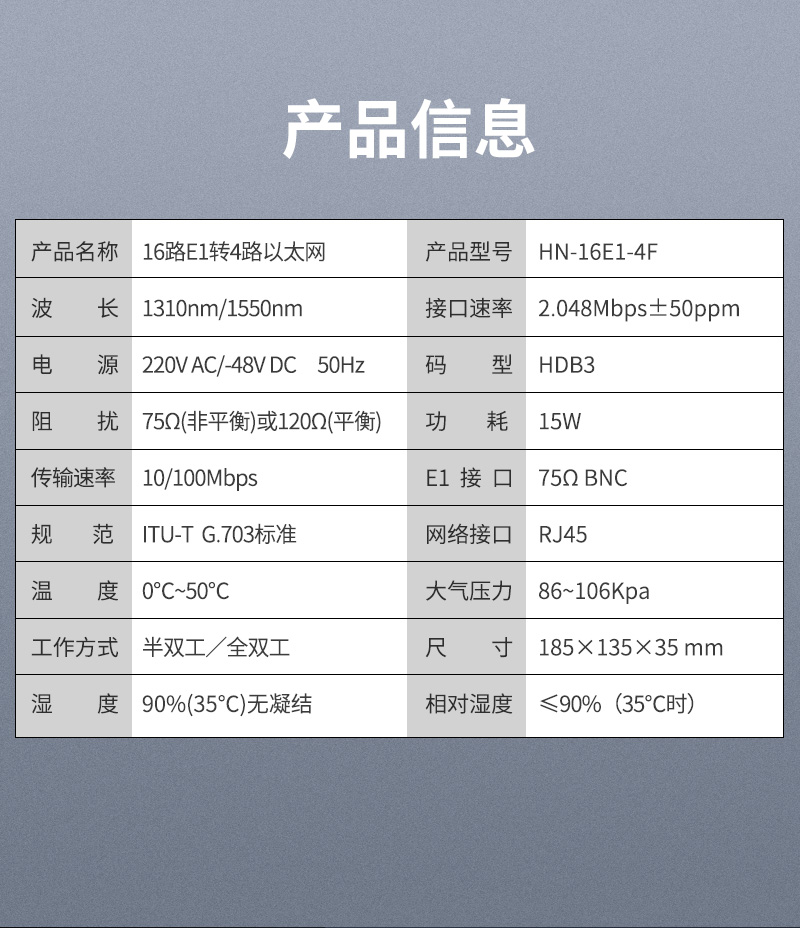 协议转换器 4-16路E1（2M）转4个以太网机架式1对 双电源 HN-16E1-4F_http://www.haile-cn.com.cn_数字光端机_第4张