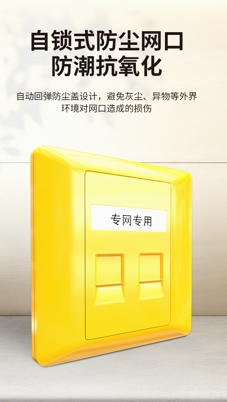 HAILE海乐 内外网双口专网网络面板黄色HT-8602C（不含模块）_http://www.haile-cn.com.cn_专网产品附件_第2张