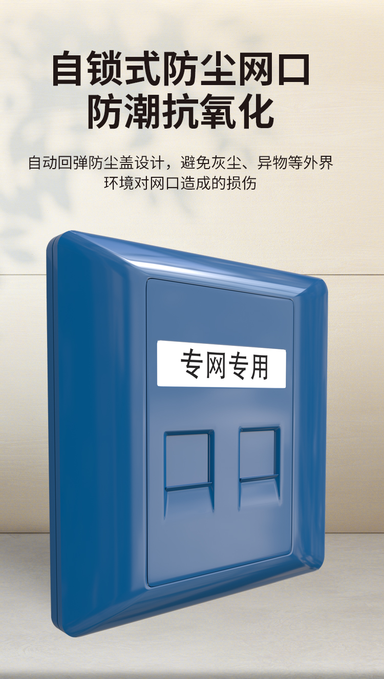 HAILE海乐 内外网双口专网网络面板蓝色HT-8602F（不含模块）_http://www.haile-cn.com.cn_专网产品_第2张