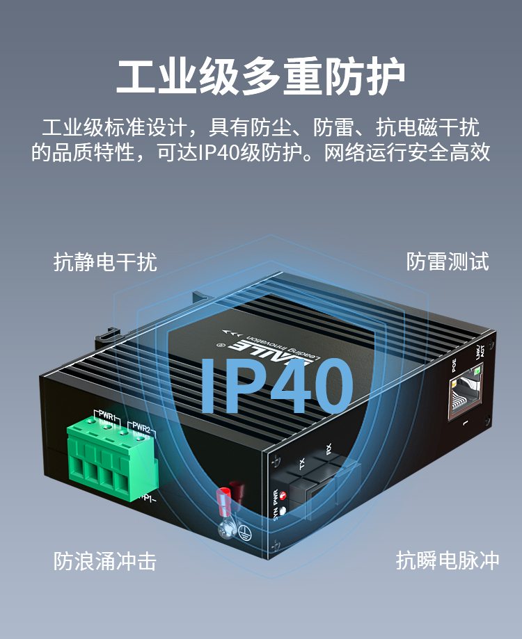 HAILE海乐光纤收发器多模双纤百兆工业级1光1电交换机导轨式网络监控SC接口2km1台 HG-1300E-1T1S-M_http://www.haile-cn.com.cn_工业级百兆交换机（非网管）_第3张